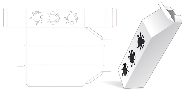 ベクトル バグウィンドウダイカットテンプレートと背の高い面取りボックス
