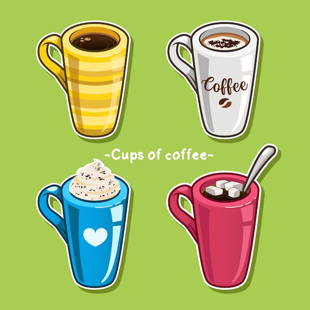 Tall colored coffee cups