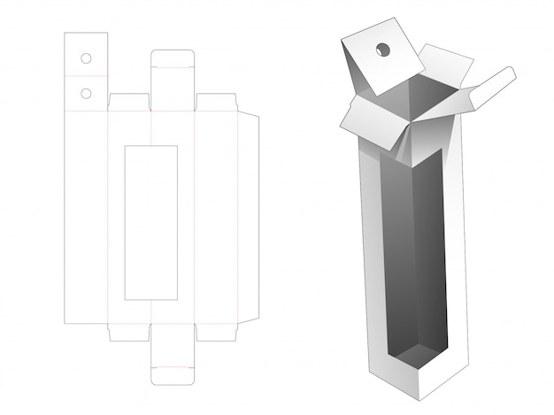 Tall cosmetic box with window die cut template