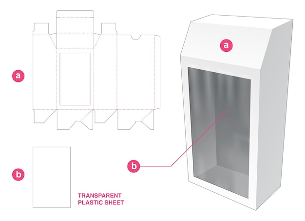 Tall hexagonal box with large window die cut template