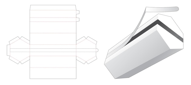 Tall hexagonal packaging with zipping die cut template