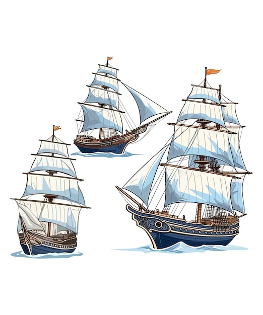 Tall Ship Illustration vector Tall Ship Illustration on white background