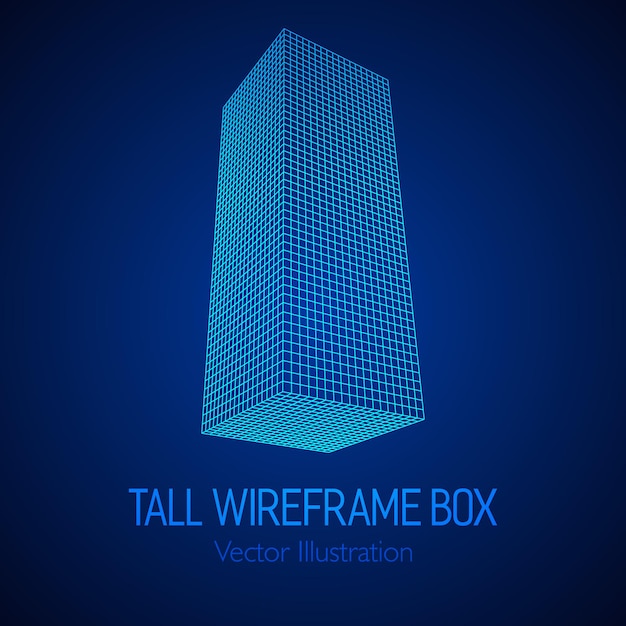 Tall vertical rectangle box retail wireframe poly mesh vector illustration concept