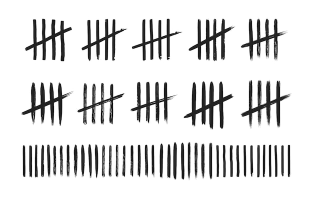 Tally marks on white board hand drawn dirty art style