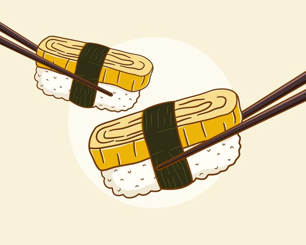 ベクトル たまご寿司漫画イラスト