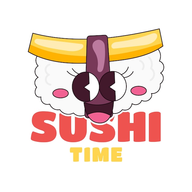 Vector tamago sushi or egg roll sushi trendy cartoon