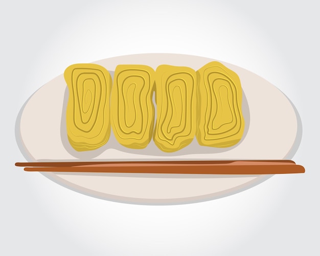 닭고기 계란 오믈렛으로 만든 Tamagoyaki 전통 일본 음식