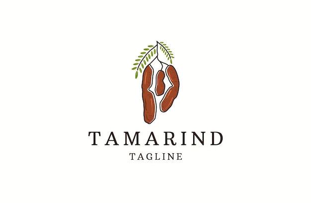 Шаблон логотипа тамаринда с плоской векторной иллюстрацией