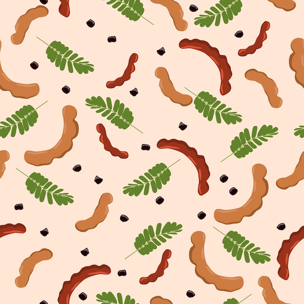 Tamarind seamless pattern, tamarind vector background.