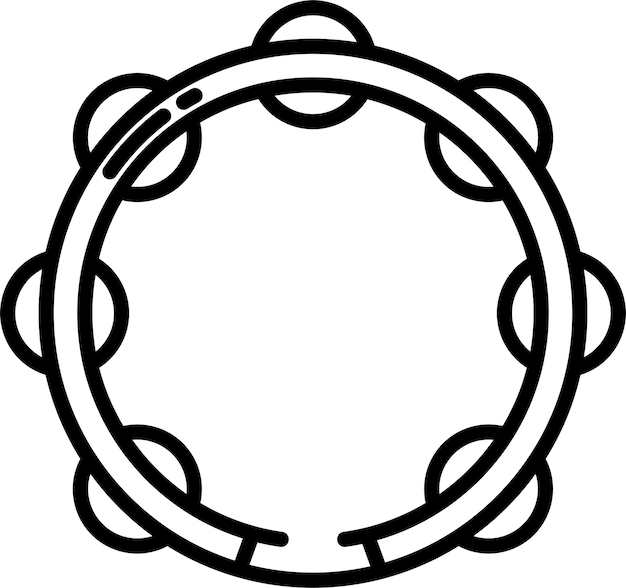 Vector tambourine outline vector illustration