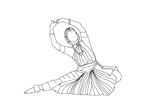 Vector tamil dancer line art drawing