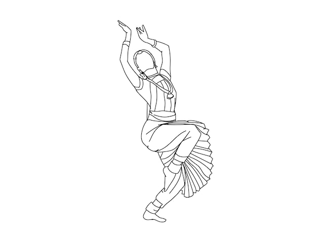 Vector tamil dancer line art drawing