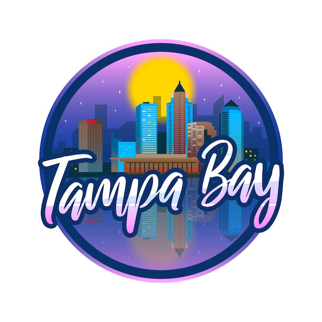 Vettore logo di tampa bay con skyline