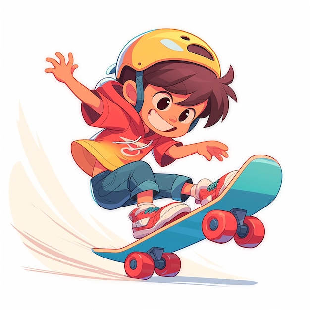 A Tampa boy does roller speed skating in cartoon style