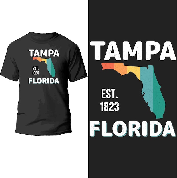 Tampa est.1823 플로리다 티셔츠 디자인.