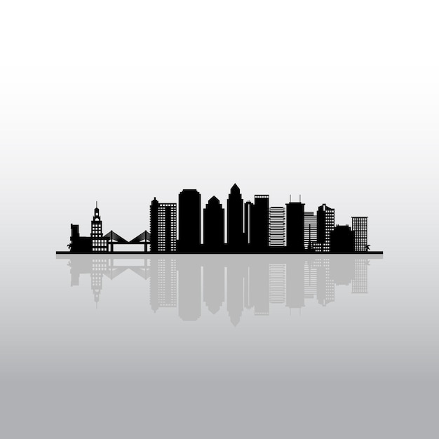 Vector tampa florida skyline black and white silhouette