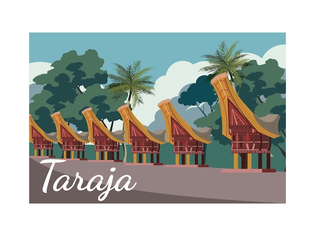 Vector tana toraja landscape indonesia