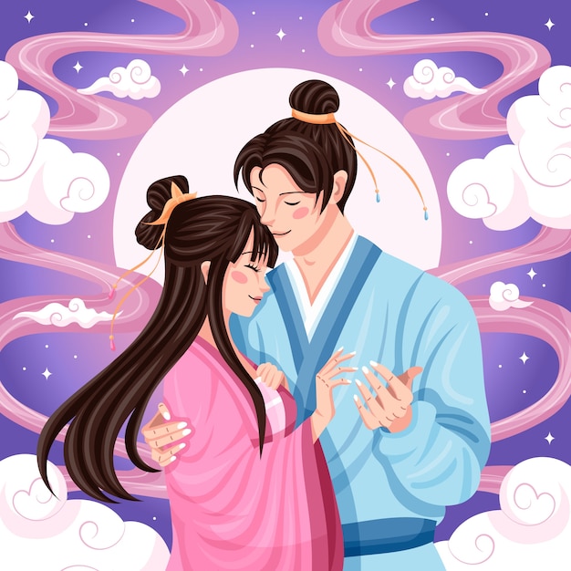 Vector tanabata flat illustration