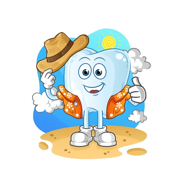 Tand gaan op vakantie cartoon mascotte vector