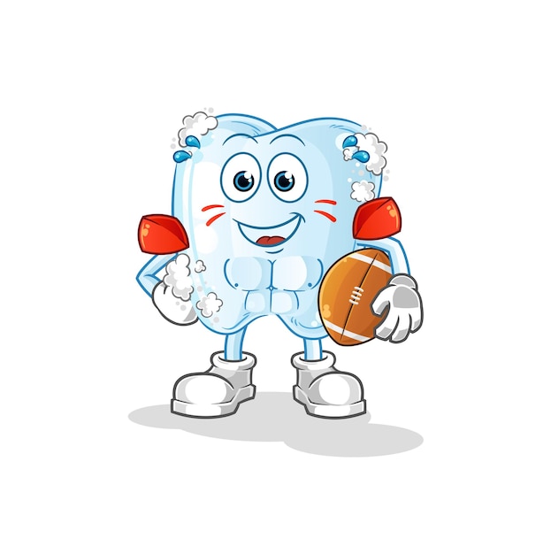 Tand met schuim rugby karakter cartoon mascotte vector