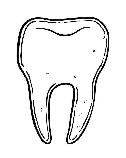 Vector tand met wortel doodle lineair