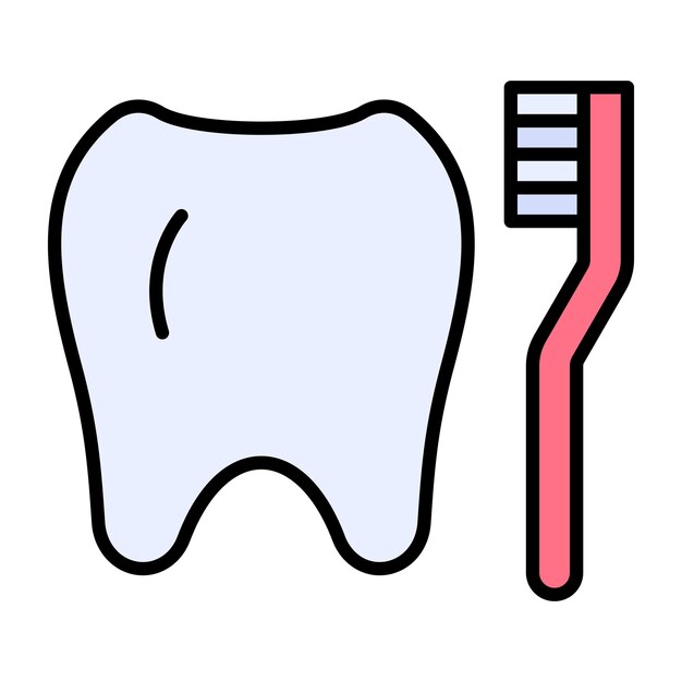 Tand schoonmaken met borstel vlakke afbeelding