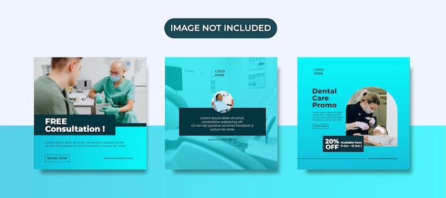 Tandarts en tandheelkundige kliniek social media post template set collectie