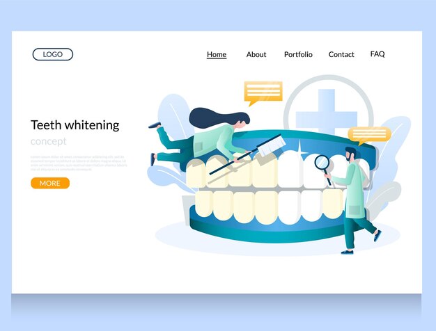 Tanden bleken vector website bestemmingspagina ontwerpsjabloon