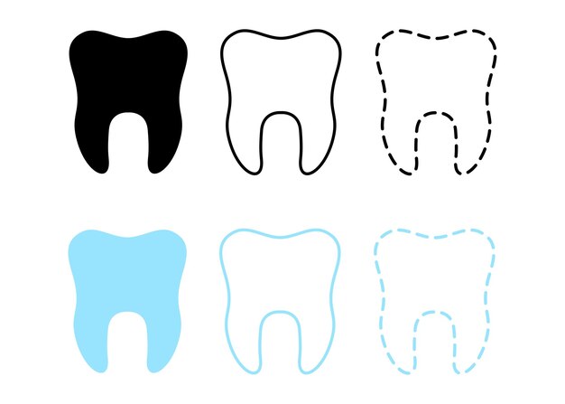Tanden iconen collectie minimalistisch design egale kleur Tandarts logo modern logo eenvoudige vector