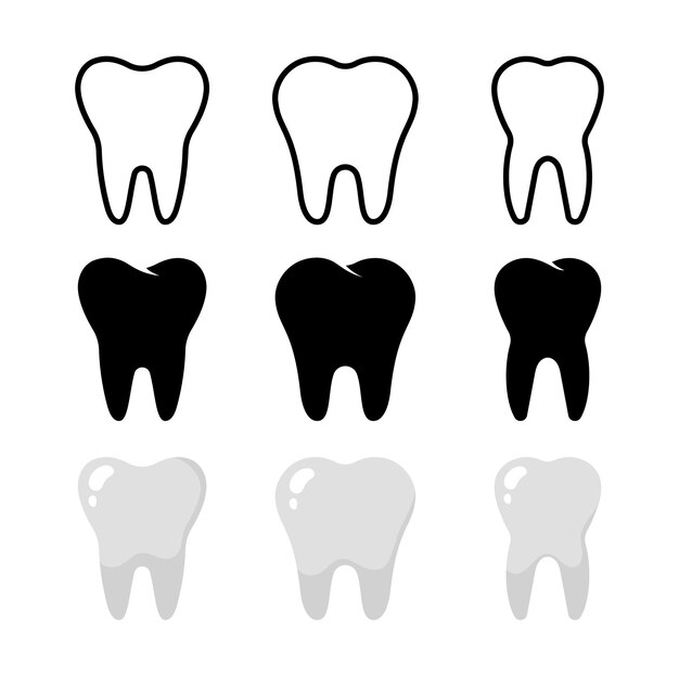 Vector tanden in vlakke omtrek en glyf