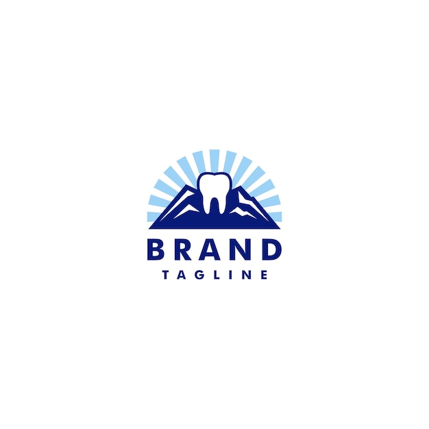 Tanden op de top van de bergen Logo Design. Tand Mountain Peak Logo ontwerp.