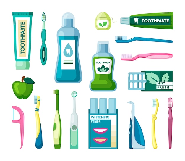 Vector tandenborstel tandheelkundige spullen voor zelfbescherming gezondheidszorg voor tanden vector cartoon afbeelding