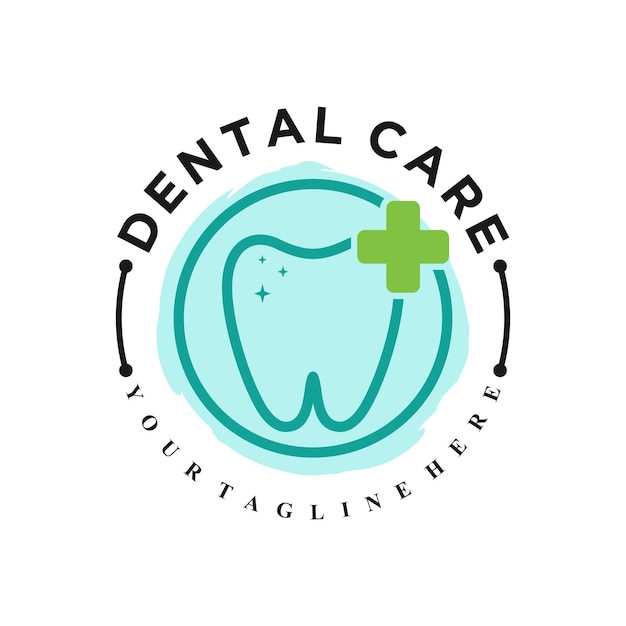 Vector tandheelkundig logo-ontwerp voor tandheelkundige kliniek of tandheelkundige zorg met creatief concept premium vector