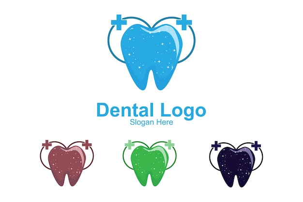 Tandheelkundige gezondheid Logo Vector houden en verzorgen van tanden Ontwerp voor zeefdruk CompanyStickersBackground