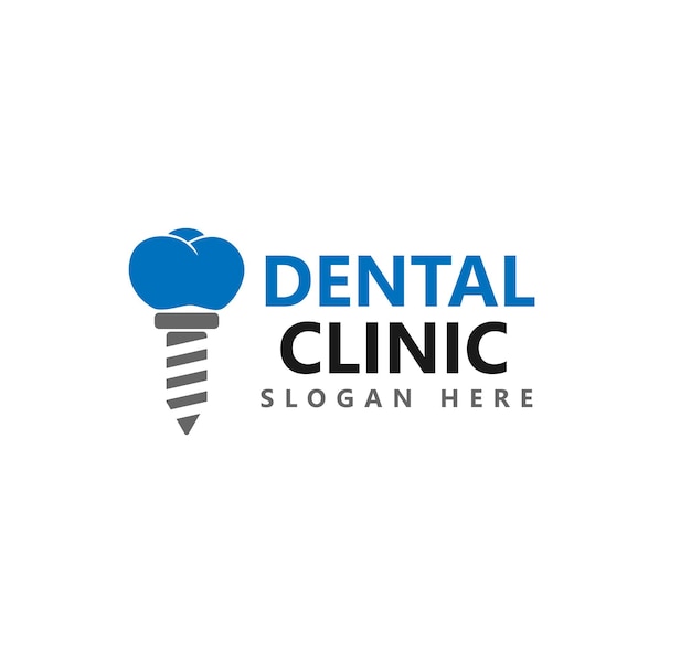 Tandheelkundige kliniek logo vector ontwerp illustratie moderne tandheelkundige kliniek en implantaat logo icoon