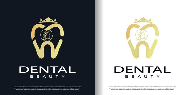 Tandheelkundige schoonheid logo ontwerp met creatief concept premium vector