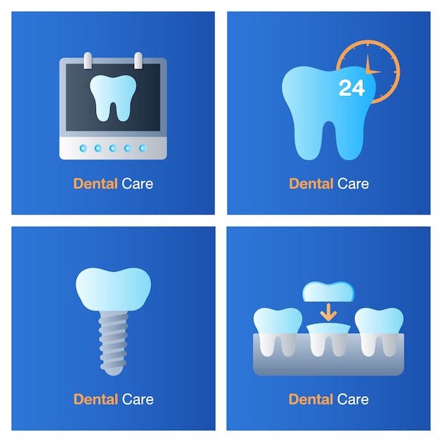 Vector tandheelkundige zorg concept. preventie, controle en tandheelkundige behandeling.