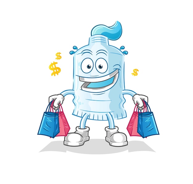 Tandpasta shopping mascotte. cartoon vector
