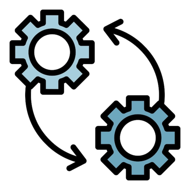 Tandwielen en pijlen pictogram Overzicht tandwielen en pijlen vector pictogram kleur plat geïsoleerd