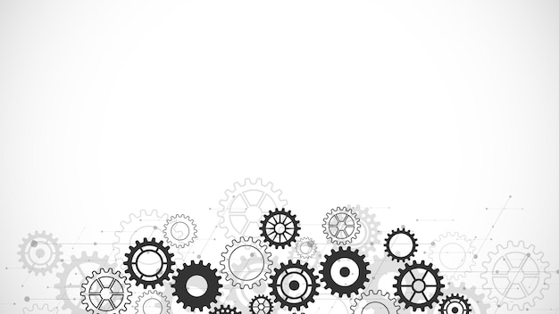Tandwielen en tandwielmechanismen Concepten en ideeën voor hightech digitale technologie en technisch ontwerp Abstracte technische achtergrond van werktuigbouwkunde