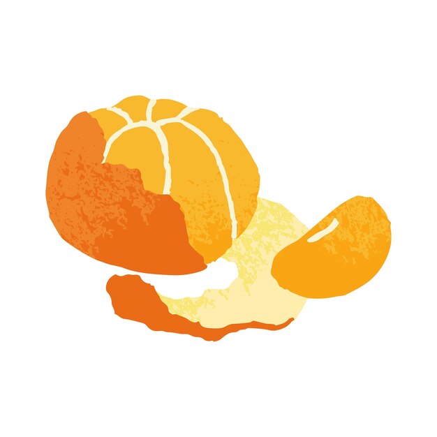 Vector tangerine mandarin fresh orange clementine fruit with wedge piece peel tropical citrus with segment slice natural vitamin southern food flat vector illustration isolated on white background