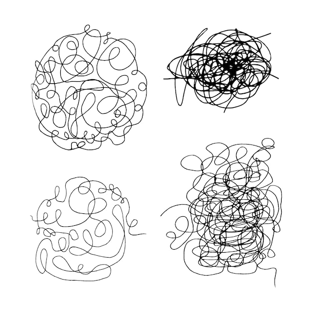 Vettore scarabocchio astratto aggrovigliato con elementi doodle di linea disegnata a mano