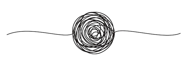 Вектор Заплетенный баннер с нарисованным кругом, нарисованный вручную тонкой линией