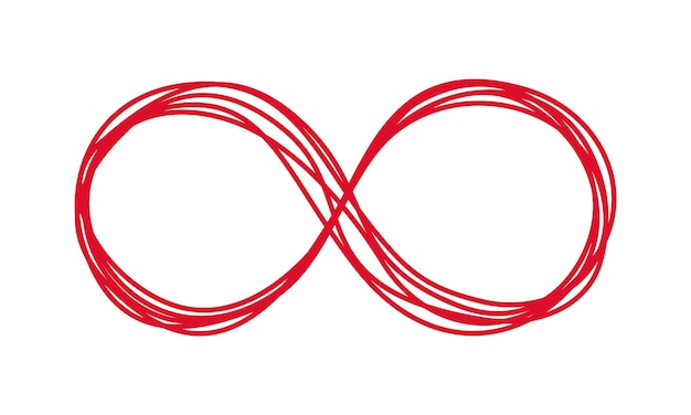 Tangled grungy infinity symbol isolated on white background