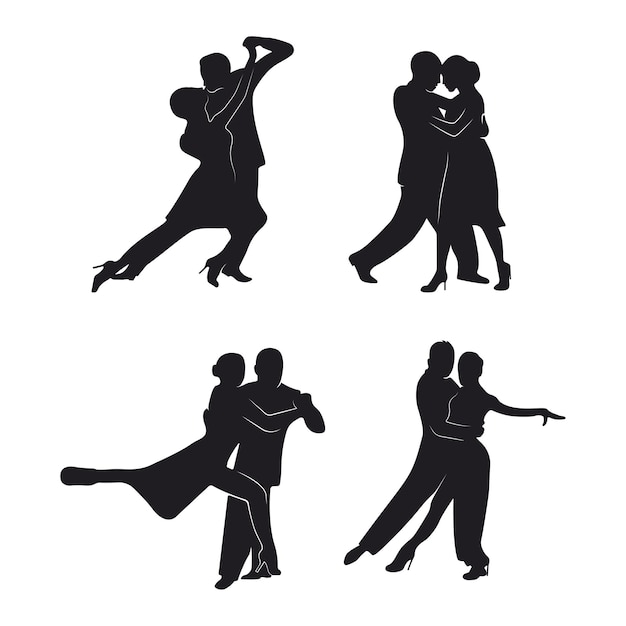 Vector tango dancers silhouettes set