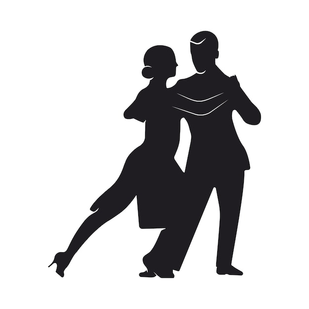 Tango dancers silhouettes