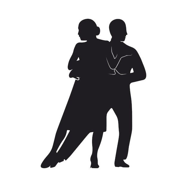 Tango dancers silhouettes