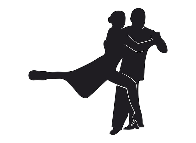 Vettore siluette dei ballerini di tango