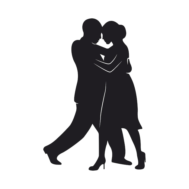 Tango dancers silhouettes