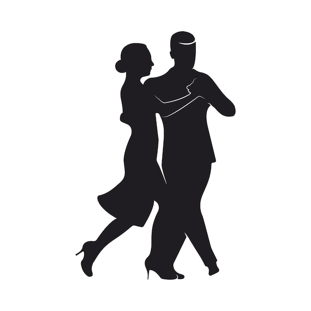 Tango dancers silhouettes